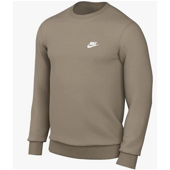 Nike Other - Nike Sportswear Club Fleece Crewneck Sweatshirt Flax Brown Mens Large BV2662-247
